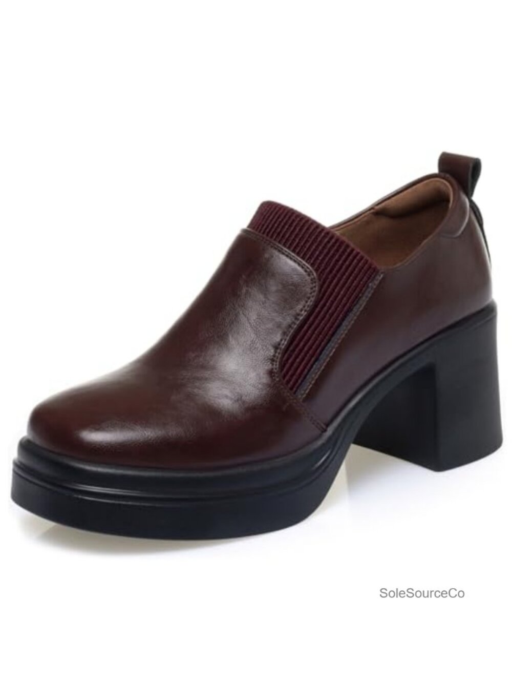 Women's Faux Leather Square Toe Chunky Heel Loafers Comfortable Slip On Block